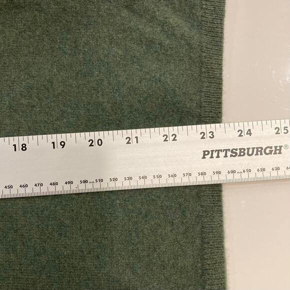 CHARTER CLUB Sweater L Green V-Neck 2-Ply Cashmere Long Sleeve Ribbed Trim - Picture 4 of 6